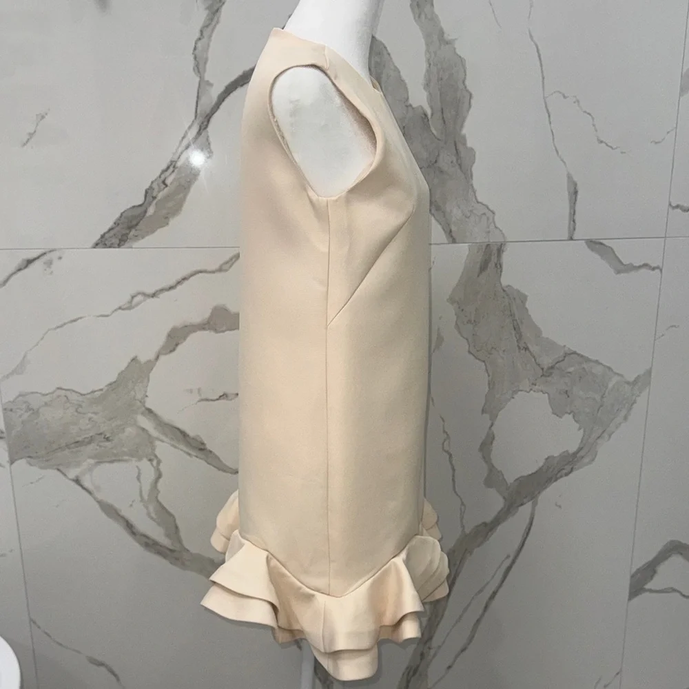 Chicwish Beige Sleeveless Mini Dress Ruffle Skirt Hemline - Picture 4 of 8